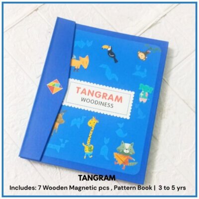Wooden Pattern Tangram Magnetic Puzzle Shape Blocks Jigsaw Book Brain Teasers Stacking Games Early Educational Learning Challenge IQ Toy Gift for Kid Toddlers Age 3+ Years Old