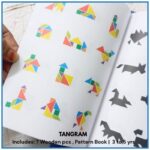 Wooden Pattern Tangram Magnetic Puzzle Shape Blocks Jigsaw Book Brain Teasers Stacking Games Early Educational Learning Challenge IQ Toy Gift for Kid Toddlers Age 3+ Years Old