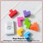 Magnetic Building Blocks Magic Magnetic 3D Puzzle Cubes, Set of 7 Multi Shapes Magnetic Blocks with 54 Guide Cards