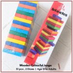 Jenga Game - 51 Pcs - Fun Blast Wooden Blocks Challenging Color Wooden Tumbling Tower, Toys with Dices Board Educational Puzzle Game